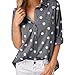 Produktbild Moonuy Damen Langarm Bluse Frauen Tunika gefaltetes Locker Bekleidung Umlegekragen Work Office Dot Print Grau Casual Langarm Shirt Blusenoberteil Mit Taschen (EU 38 / Asien L, Grau)