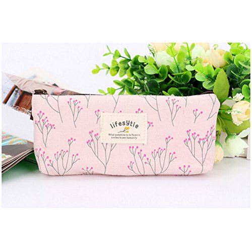 V-EWIGE Rosa Studenten Wind Pastoral Blumen Bleistift Kleine frische Garten-Art-Blumenleinwand-Studenten-Feder / Bleistift-Kasten-Bleistift-Beutel Neue - 2