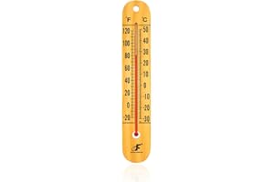 defull Extra Large 10.5-Inch Wood Thermometer Wall Thermometer Wooden Indoor Thermometer with Double Scales ℉&℃ Household Thermometer for Home Office Warehouse Greenhouse