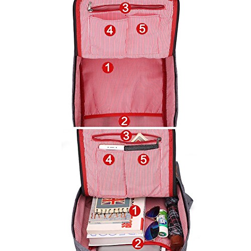 KAUKKO Canvas Laptop Rucksack Daypack Handtasche für Schul Reisen - 6