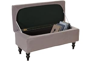 JHLD Copri Pouf Rettangolare, Elasticizzato Copri Poggiapiedi Velluto Copertura dell'Ottomano Rimovibili e Lavabili Fodera per Pouf Con Fondo elastico -grigio-Grande