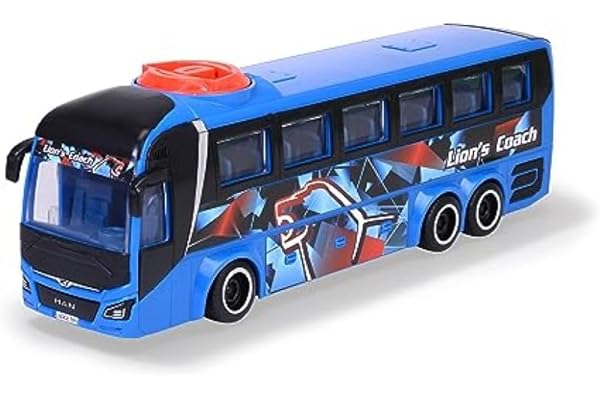 Dickie - Bus Man Lion's Coach - Véhicule Roue Libre 27cm - Jouet pour Enfant - Portes Ouvrantes - 203744017