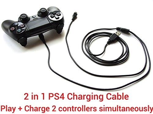 Airbot 2m / 6.5ft 2 en 1 Conector de Cable de Carga USB para Sony PS4 Controller