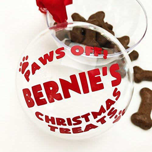 Personalised Dog Treat Christmas Tree Bauble Pre Filled with Gravy Bones Treats