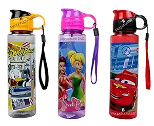 perpetual bliss disney theme water bottle for boys|girls|kids birthday party return gift - pack of 3-Multi color