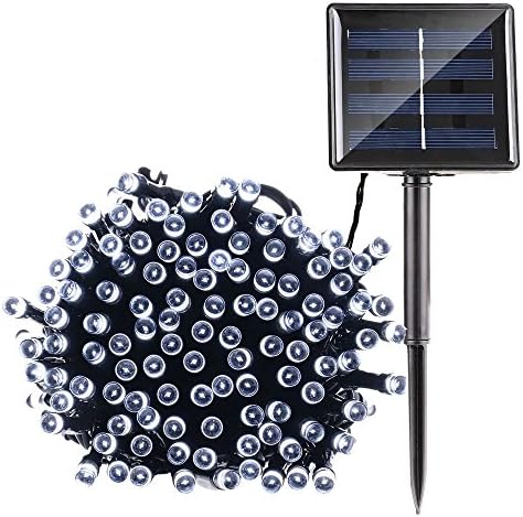 Solar Powered LED Fairy String Lights for Outdoor Garden Patio Party Christmas Tree Xmas Decorations (200 LEDs, 2m, Cool White)