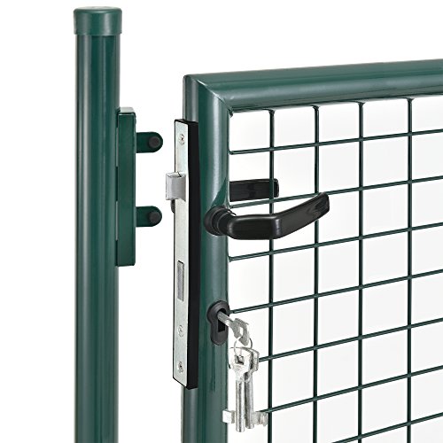 [pro.tec] Gartentor verzinkt (200x106cm) grün – inklusive Schloss und 3 Schlüsseln – Gartenpforte - 4