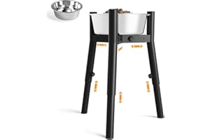 ADENGL Support de gamelle surélevée pour chiens de taille moyenne et grande - Gamelle d'eau et de nourriture pour animaux de compagnie - Grand support réglable de 17,8 à 27,2 cm de hauteur - 24,9 à 34