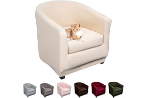 ‎LYDEVO Lydevo Sesselhussen Clubsessel Stretch Sesselschoner Sesselbezug Tub Chair Cover Couchbezug Elastisch Anti-Rutsch Club Sesselüberwürfe Husse für Loungesessel,Beige