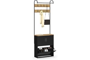 IDMarket - Armario de entrada ESTER mueble zapatos 2 puertas de metal negro