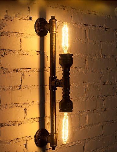 MSAJ-Modern minimalist wall lamps, Wroguht Iron Water Pipe Wall Lamp Vintage Aisle Lights Loft Iron Wall Lamp Edison Incandescent Light Bulb-FJ-DB2-046A0 , 110v-1