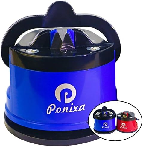 Ponixa Knife Sharpener, Tungsten Steel Sharpener, Excellent Quality, Red and Blue (2 Pack)