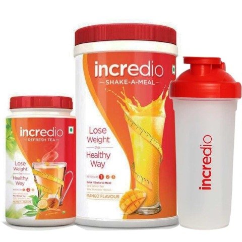 Incredio Meal Replacement Shake, Mango (500g) and Refresh Tea, Honey Lemon (200g) and a free shaker RS.957 (42.00% Off) - Amazon