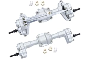 ZLIT FCX 24 RC Auto Vorne Hinterachse, Aluminiumlegierung Vorne Hinten Portal Achse Montage für 1/24 FMS FCX24 Power Wagon RC Crawler Auto Vorne Hinterachse Teil (Silber)