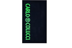 ‎CARLO COLUCCI Carlo Colucci Strandtuch Tomaso aus weicher Baumwolle, nachhaltig und fair, Farbe:Schwarz und Grün, Größe:100 x 180 cm