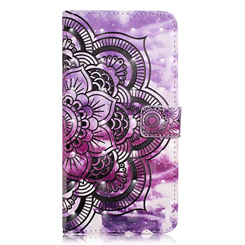 Tophung Huawei P20 Lite Case Flip Shockproof Phone Cases PU Leather Wallet Cover 3D Art Effect with Stand Magnetic TPU Gel Bumper Folio Slim Fit Protective Case for Huawei P20 Lite Purple Floral