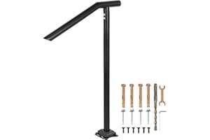 Happybuy Barandilla de Escalera 102 x 71,3cm Barandilla de Escalera de Acero Barandilla con Pasamanos Negro 1-3 Escalones Carga 150kg Base 13,4 x 0,5cm Porche Entrada Jardín Patio, Plateado