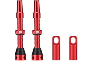 FOMTOR Tige de Valve Presta Tubeless, tiges en Alliage d'aluminium avec Outil de Suppression de Noyau de Valeur et Capuchons adaptés à la Plupart des Jantes tubeless de vélo (Noir, 40 mm) (Red, 40mm)