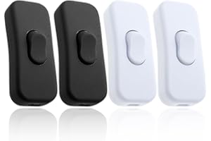 VQEOEOT Interruptor Lampara, 4 Piezas, Interruptor Bipolar, Interruptor de Cable en Línea Botón, para electrodomésticos pequeños o lámparas, de encendido y apagado AC 250V 2A, blanco y negro