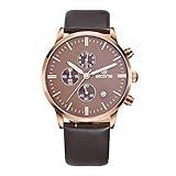 Easy Go Shopping Männer Quarzuhr Rundes Zifferblatt Kalenderanzeige Kleines Zifferblatt Design mit PU-Lederband (Artikelnummer : Wa1251zr)