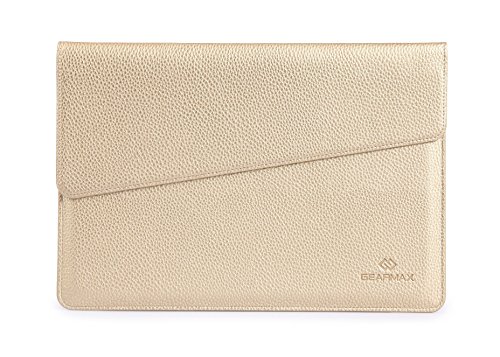 SunSmart Einfache Umschlagart 13.3-Zoll-Laptop-Leder Schutzhülle Tasche mit Magnetverschluss für MacBook Air 13.3''(golden)