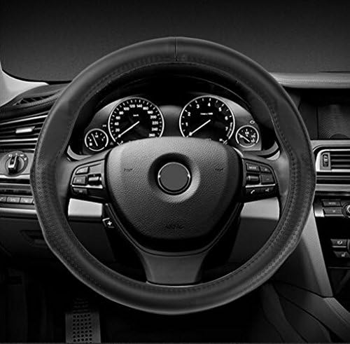 Gomass Auto Car Steering Wheel Covers, Four Dimensional Power Steering, Universal Size 15 inch, Microfiber Leather, Anti-Slip, Easy Grip, Wheel Wrap ( Black)
