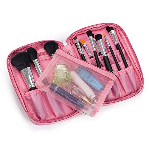 Hotrose Multifunktionale Kosmetiktäschche Reise Kosmetiktasche Make-up Tasche für Pinsel Aufbewahrung(Rosa, Small) - 6