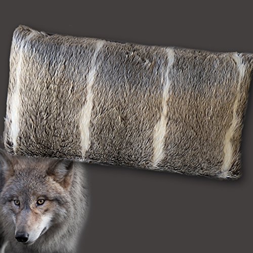 Mars & More Web-Pelz Kissen Wolfsfell, ca. 50 x 30 cm | MM-YMHKWF