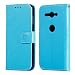Produktbild HUDDU Blau Schutzhülle für Sony Xperia XZ2 Compact Hülle Schmetterling Embossed Flip Handyhülle Slim Leder Tasche Wallet Case Cover Ledertasche im Bookstyle mit Kartenfach Magnetverschluss Stand Wrist Strap Brieftasche Etui Handytaschen für Sony Xperia XZ2 Compact Klapphülle