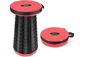 Benebomo Taburete Telescópico Portátil, Ajustable Taburete Plegable portátil al Aire Libre Senderismo Camping Pesca Descanso Taburete de Caza(Rojo)