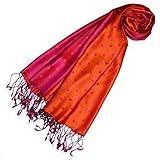 Maße : 70 cm x 190 cm Lorenzo Cana Luxus Damen Pashmina 70% Seide 30% Viskose mit Punkten Schaltuch 70 cm x 190 cm zweifarbig Rosa Orange Pink Schal Stola Damenschal 78134