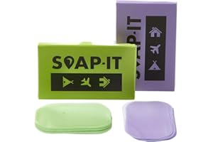 SAUBER MEISTER Paper soap pour voyage | 150x mini savon | Boite a savon avec 150 feuille de savon | Savon papier | Papier savon portable | Mini savons (Jasmin et Lavande)