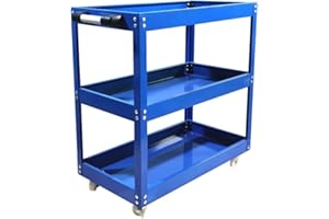 HYGRAD BUILT TO SURVIVE HYGRAD 3 Tier Storage Trolley Rolling Cart Heavy Duty Garage Organiser on Wheels for Mechanics Commercial Tool Use (Blue)
