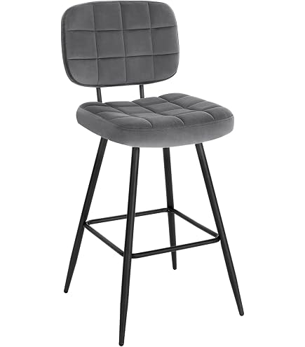 CLP Tabouret De Bar Dartford - Avec Dossier Et Assise Rembourrée Velours Bleu - Structure Métal, Charge 120 Kg - Hauteur D'assise 78 Cm