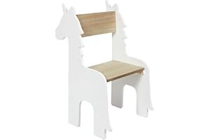 HOME DECO KIDS Home Deco HD7477 Chaise Enfant Licorne Blanc et Beige Bois H60 x 33 x 41 cm, cm