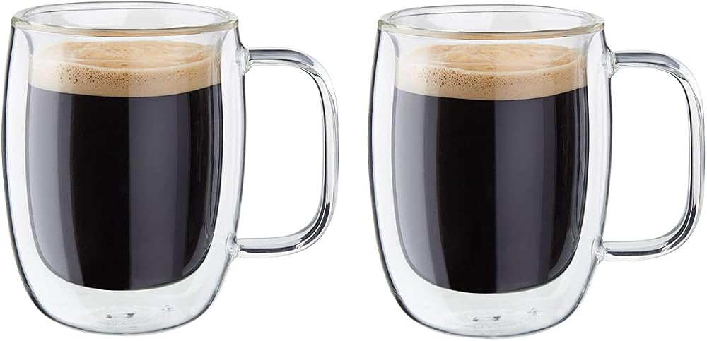 Zwilling Sorrento Çift Camlı Kulplu 2'li Espresso Bardak Seti, 134 ml, Cam, Şeffaf Cam