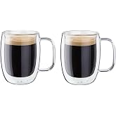Zwilling Sorrento &Ccedil;ift Camlı Kulplu 2'li Espresso Bardak Seti, 134 ml, Cam, Şeffaf Cam