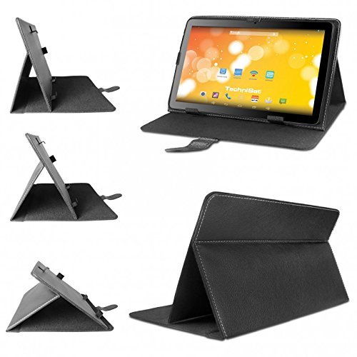 Universal Tablet Tasche Hülle für TechniSat TechniPad 10G-HD Tablet-PC Schutztasche Schutzhülle Cover Case mit Aufstellfunktion hochwertige Leder-Optik schwarz
