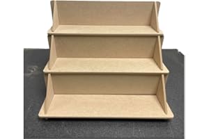 PARTY DECOR MDF 3 Tier Solid Back Display Craft Table Stand - Size 370mm x 324mm x 320mm - For Craft Fairs, Market Stall Display Shelf, Shop Display Stands, Makeup Stand, Perfume display shelf