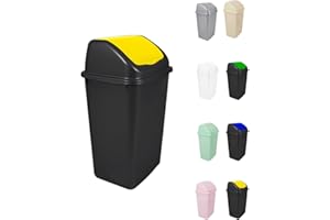Jardin202 - Cubo de Basura con Tapadera Basculante - 30/50 Litros - Ideal para Hogar y Oficina | 30 L (Amarillo - Negro)