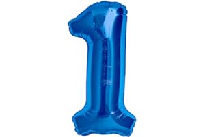 Luftballon 1. Geburtstag Zahl 1 Blau XXL Riesen Folienballon 100cm Geburtstagsdeko Jungen Ballon Zahl Deko zum Geburtstag. Fliegt mit Helium.