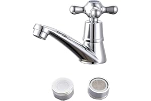 DEER PLATZ Robinet d'eau Unique Froide Robinet d'eau, Robinet à Froid Simple Chromé Bassin Robinet d'eau, pour Maison Salle Bain WC Lavabo Bassin la Cuisine, Avec Filtre
