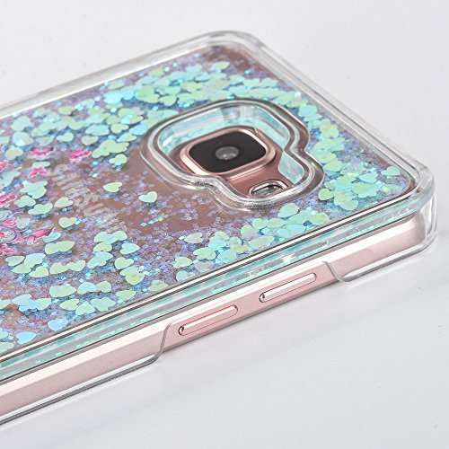 Samsung Galaxy A5 (2016) 3D Liquid transparent Case, toyym Funny Cool Sparkle Bling Bling Schutz Hard Shell Schutzhülle für Samsung Galaxy A5 (2016), [Glitzer Liquid] Case Cover Schwimmende Love Herzen Sterne für Samsung Galaxy A5 (2016) A510 mit Displayschutzfolie + Eingabestift Stylus Pen + hübsche Blume Staub Stecker - 3