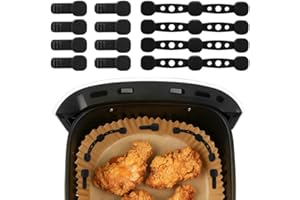 AUAURAINTT 12 Stück Magnetische Silikon Befestigungsschnalle Hochtemperaturbeständige, Airfryer Magnete für Backpapier, Backpapiereinlagen Verhindert das Verbrennen von Papier Küchenzubehör