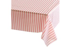YAAVAAW 137*274cm Pink and White Stripes TableCloth Table Covers Party,Disposable Rectangular Tablecover Plastic Pink Table Cloth Party for Picnic,Baby Shower,Wedding,Christmas,Birthday Parties Decorations