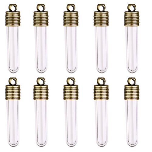 Pixnor 10ST Mini leeres Glas Tube Vials Charms Wunsch Flaschen Anhänger klar