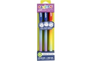 CARIOCA Bolígrafos borrables Oops Easy Colores Surtidos | Blister de 3 Bolígrafos Borrables con Tinta Termosensible | Aspecto colores degradados | Punta de Ø 0,7 mm | 3 piezas