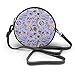 Produktbild Wrution Teppich Textil Tapete violett orientalische Blumen Ornament Customized Round Cross-Body Reißverschluss Schultertasche Soft Leather Circle Geldbörse für Damen