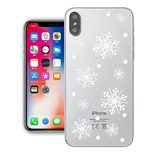 YOUDO iPhone móvil, Navidad Copo de Nieve Serie, Christmas Crystal Clear Soft Silicona Goma Ultra Fina Transparente Carcasa Trasera para Apple iPhone, Compatible con iPhone X