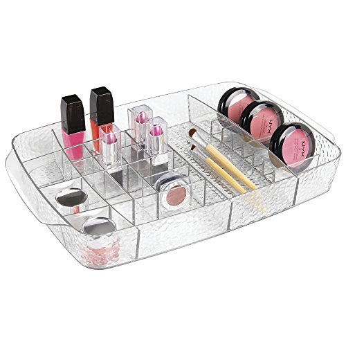 mDesign Kosmetik-Organizer Ablage für Waschtisch Schrank zum Aufbewahren von Makeup-Pinseln, Nagellack, Lippenstiften - Durchsichtig